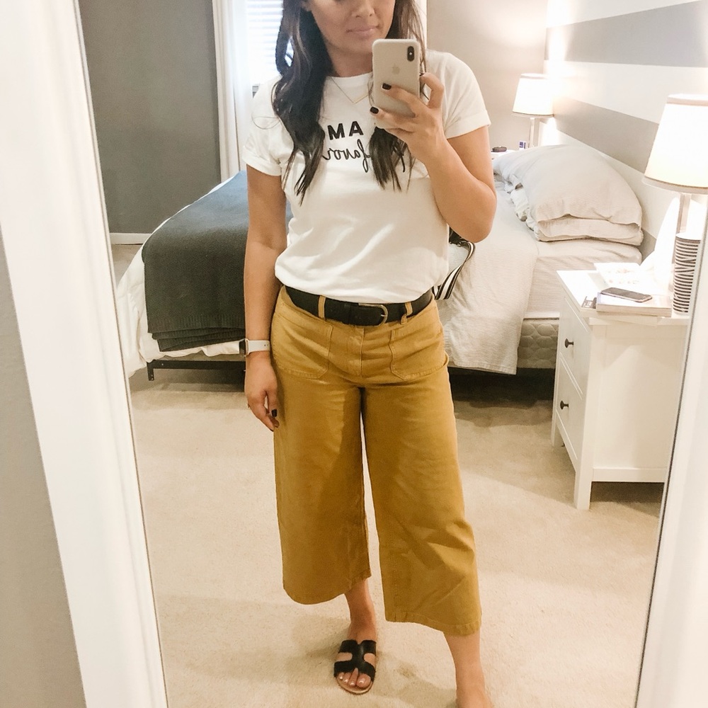 J Crew Wide Leg Mustard Twill Pants